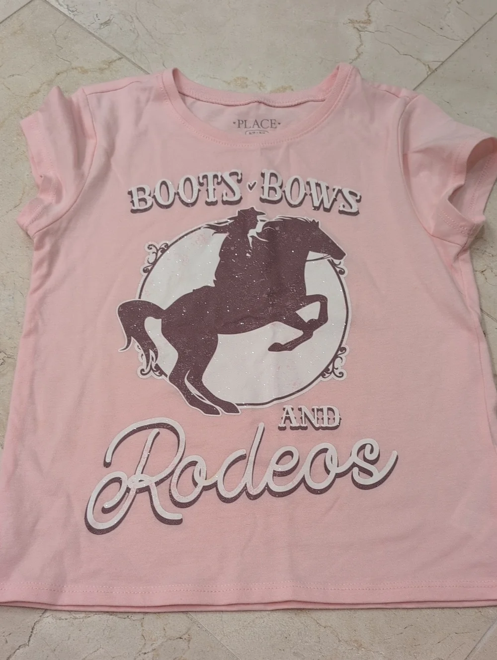 Kids The Children's Place Pink SparkleGraphic 'Boots Bows and Rodeos' Tee Size 5